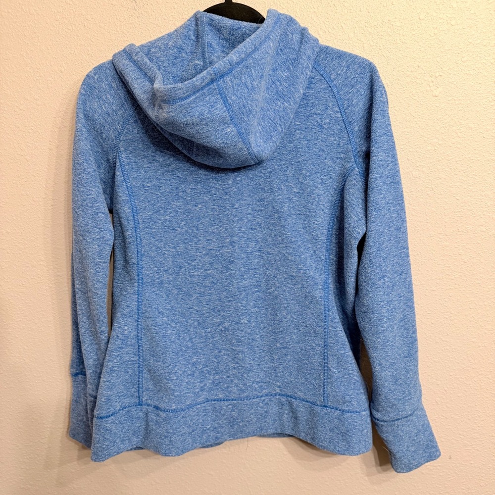 REI Women Blue Heathered Full Zip Fleece Hoodie Sweater 854449 Size M - Picture 4 of 8